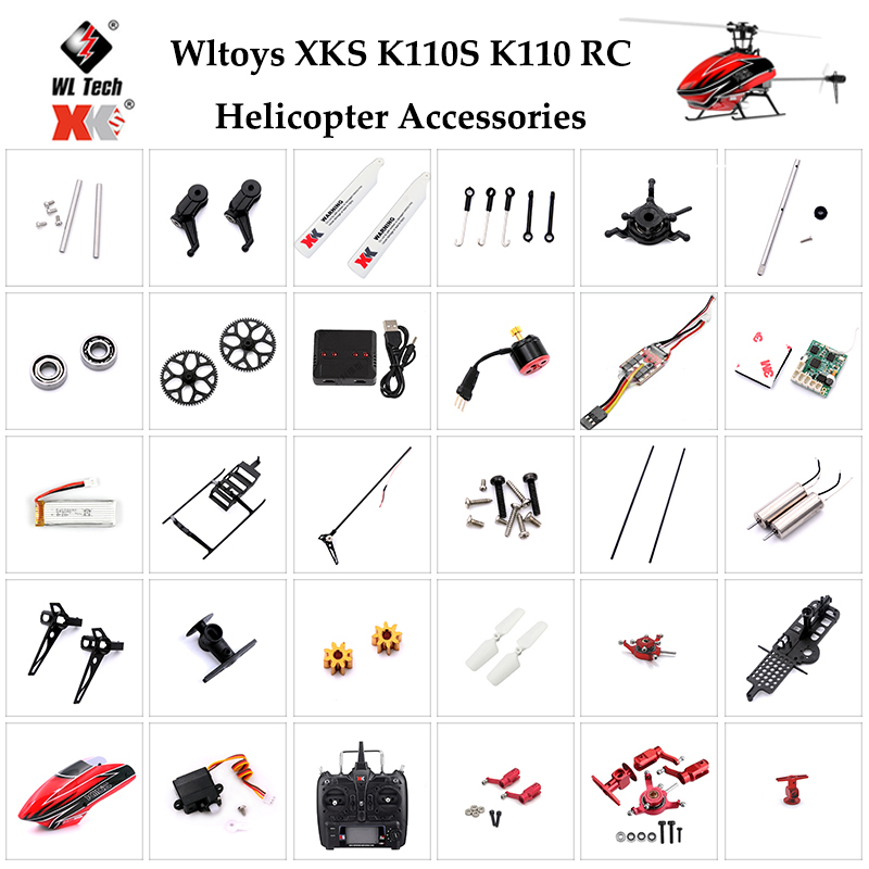 Rc Helicopter Case - Wltoys XK K110S RC เฮลิคอปเตอร์ใบมีดเกียร์โลหะหางมอเตอร์โรเตอร์หัว Canopy