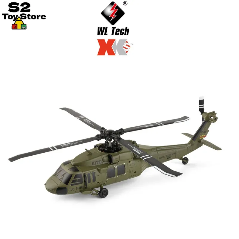 Rc Helicopter Gyro - เฮลิคอปเตอร์บังคับวิทยุ Weili K170 4CH รุ่นจำลองการขนส่งทางทหาร พร้อมมอเตอร์แบบไร้แปรงถ่าน